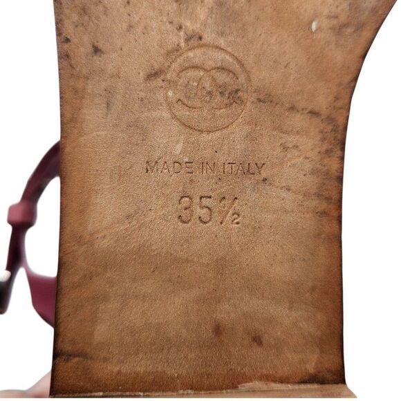 Chanel Chunky Platform Wedge Sandals 35.5 5 Ankle Strap Purple Pink Leather 70s - Picture 8 of 9